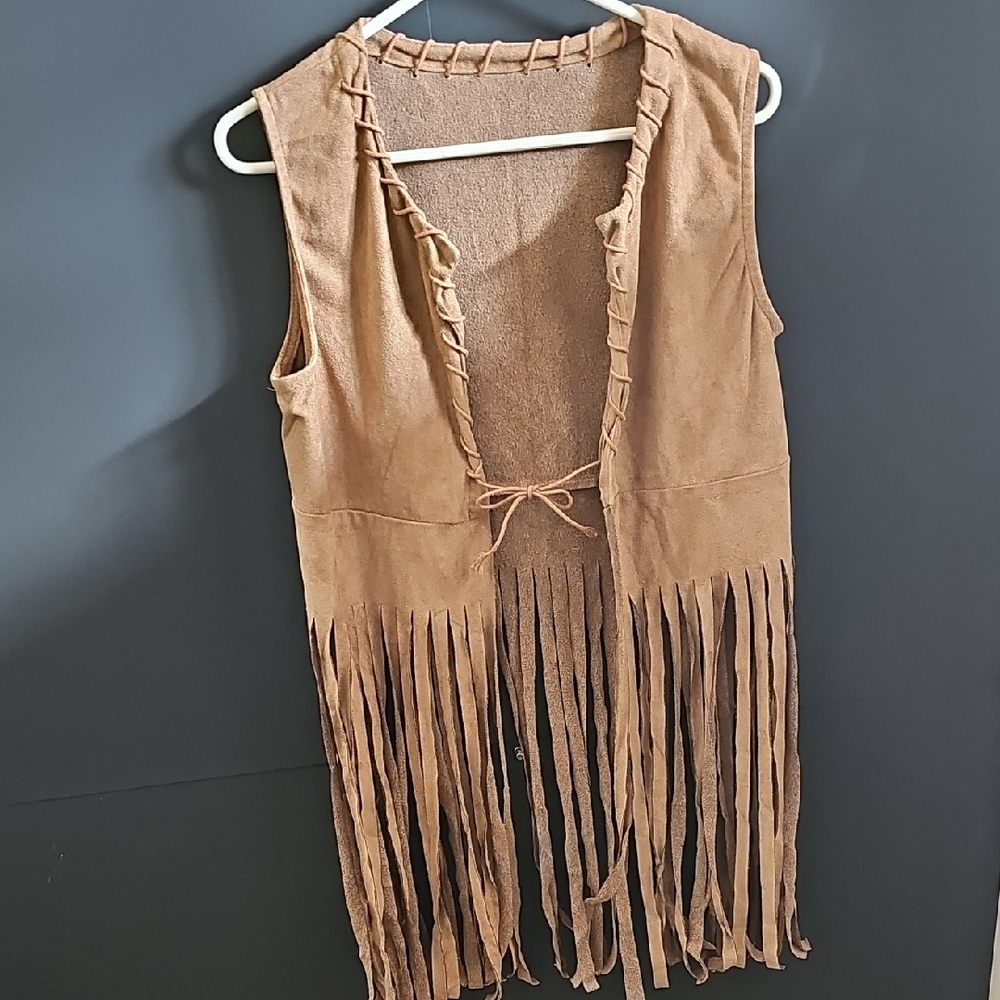 Fringed Tan Suede Vest